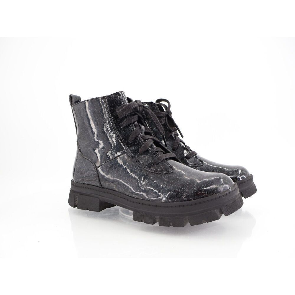 UGG Kids Ashton Glitter Boot Size 6 Girls Black Combat Lightweight Bootie